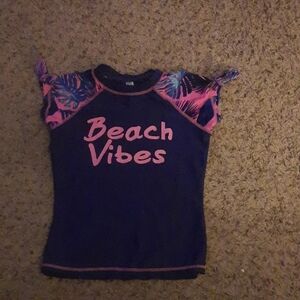 Beach Vibes Navy & Pink Girls' Tee
